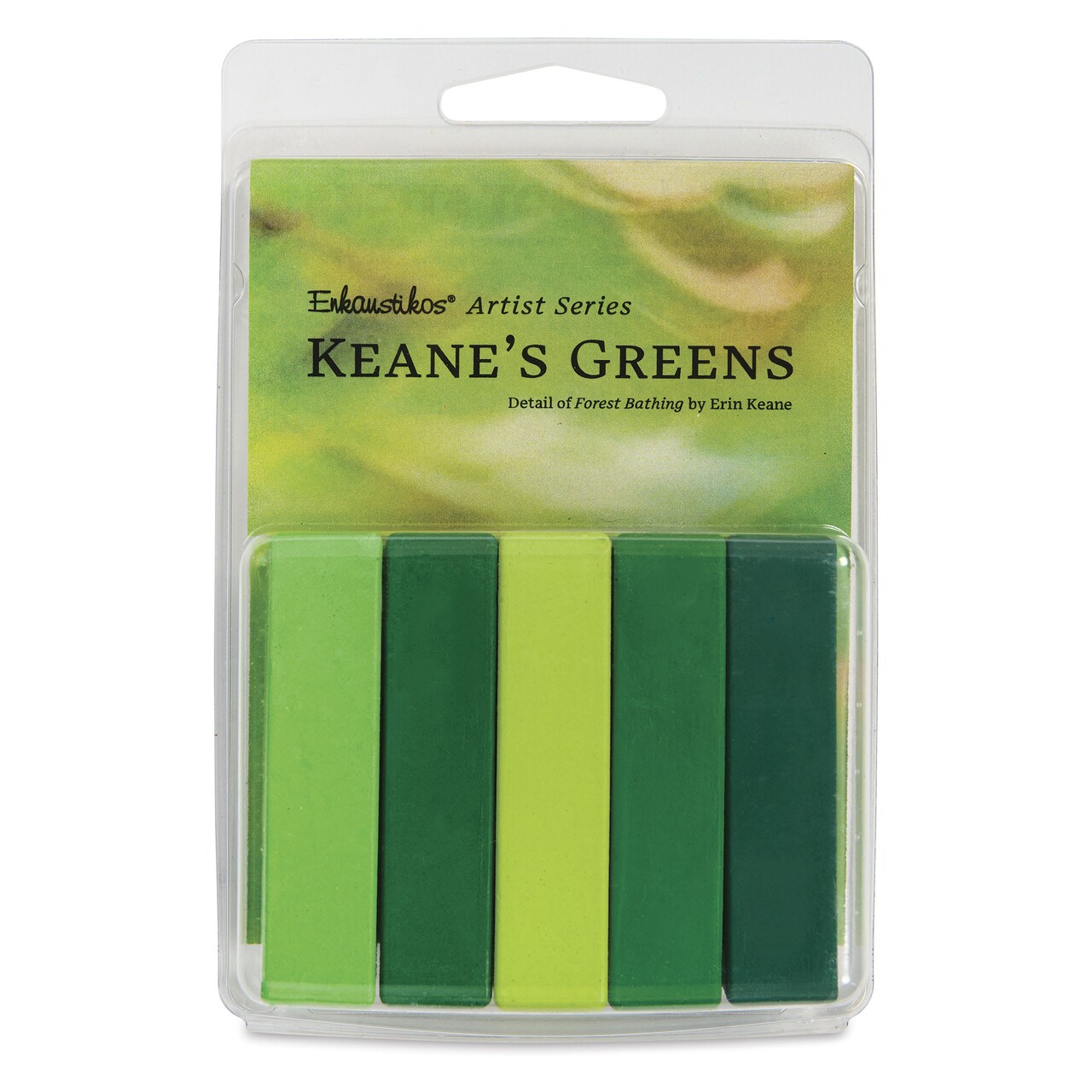 Enkaustikos Hot Sticks Encaustic Paints - Set of 5, Keane's Greens, 13 ml